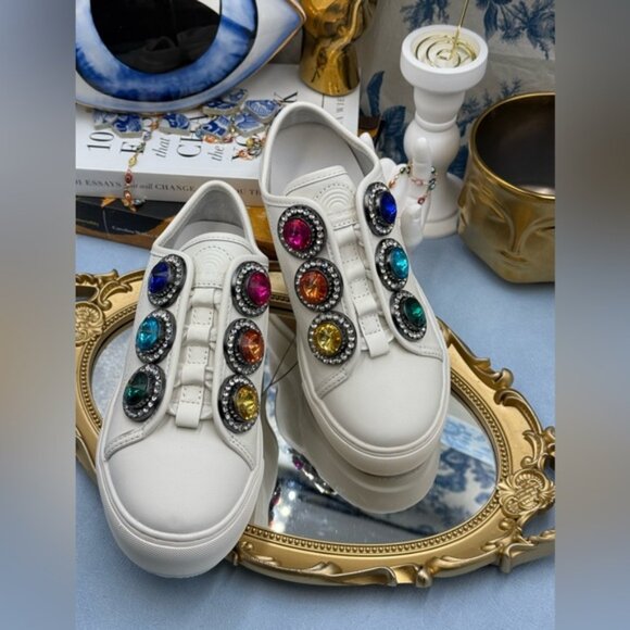 🆕 KURT GEIGER LONDON 🧿 NWOB Laney Octavia Sneaker, White Leather, Sz 36 US 6 - Picture 6 of 16